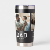 Dad Established 3 Photo Collage Customized Black Thermobecher (Vorderseite)