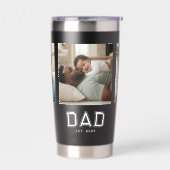 Dad Established 3 Photo Collage Customized Black Thermobecher (Links)