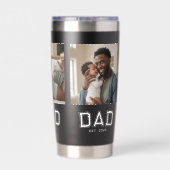 Dad Established 3 Photo Collage Customized Black Thermobecher (Rückseite)