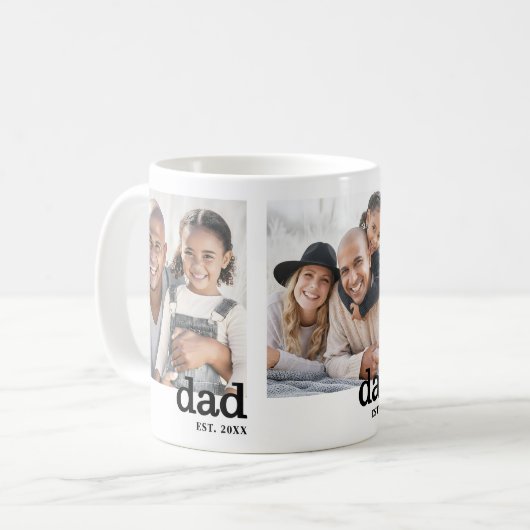 Dad Established 3 Photo Collage Kaffeetasse (Vorderseite Links)