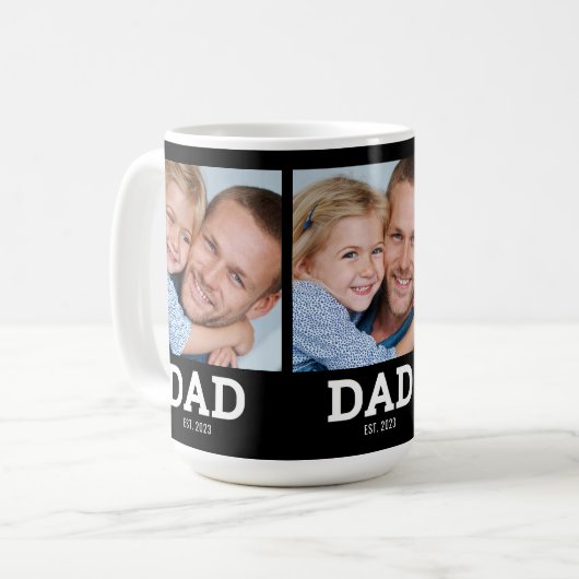 Dad Established Black 3 Photo Kaffeetasse (Vorderseite Links)