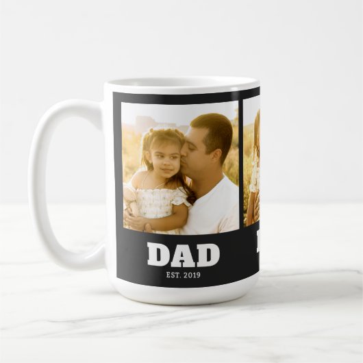 Dad Established Black Bold 3 Photo Kaffeetasse (Links)