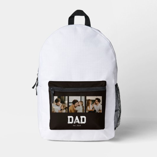 Dad Established Black Fun 3 Photo Bedruckter Rucksack (Vorderseite)