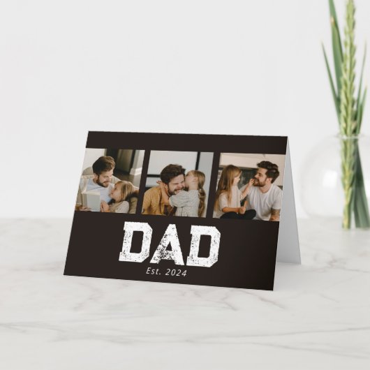 Dad Established Black Fun 3 Photo Karte (Vorderseite)