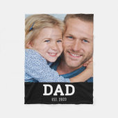 Dad Established Black Modern Photo Fleecedecke (Vorderseite)
