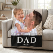 Dad Established Black Modern Photo Fleecedecke