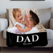 Dad Established Black Modern Photo Fleecedecke