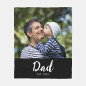 Dad Established Black Modern Script Photo  Fleecedecke (Vorderseite)