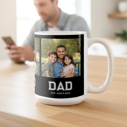 Dad Established Black Photo Modern Typography Gift Kaffeetasse