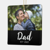 Dad Established Black White Script Photo Keramikornament (Links)