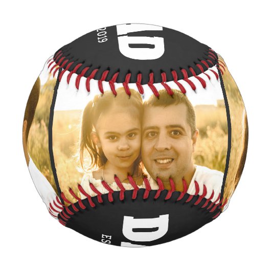 Dad Established Bold Black 3 Photo Baseball (Vorderseite)