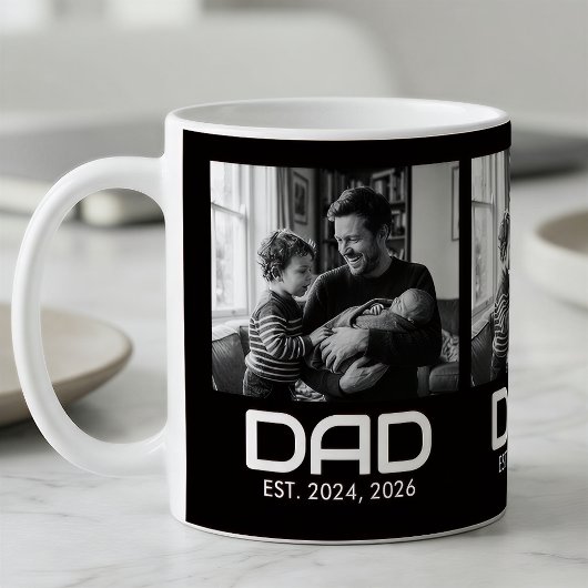 Dad Established Bold Black 3 Photo Coffee Mug Kaffeetasse
