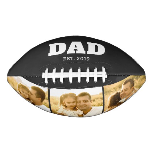 Dad Established Bold Black 3 Photo Football (Vorderseite)