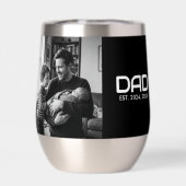 Dad Established Bold Black Photo Thermal Wine Tumb (Rückseite)