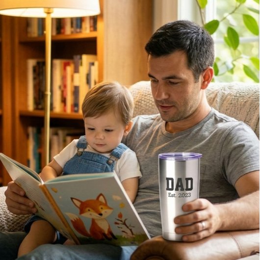 Dad Established Bold Black Text Stainless Steele Thermobecher