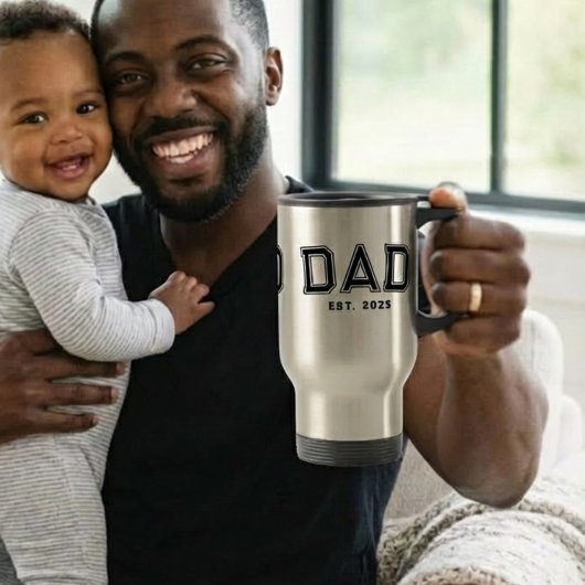 Dad Established Bold Black Year New Dad Gift Reisebecher