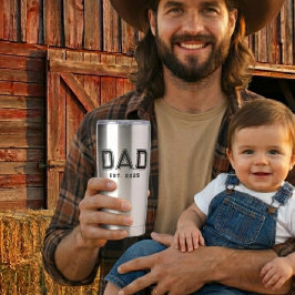 Dad Established Bold Black Year New Dad Gift Thermobecher