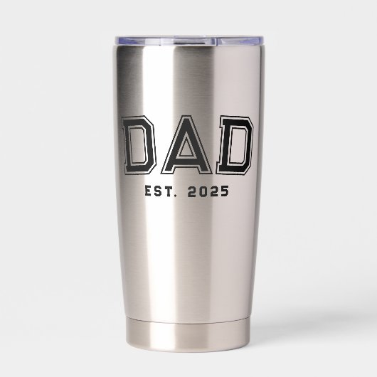 Dad Established Bold Black Year New Dad Gift Thermobecher (Vorderseite)