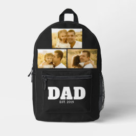 Dad Established Bold Text Black 3 Photo Bedruckter Rucksack