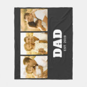 Dad Established Bold Text Black 3 Photo Fleecedecke (Vorderseite)