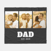 Dad Established Bold Text Black 3 Photo Fleecedecke (Vorderseite (Horizontal))