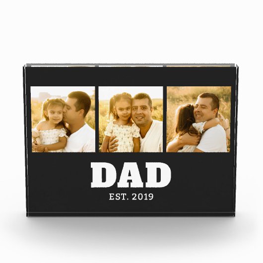 Dad Established Bold Text Black 3 Photo Fotoblock (Vorderseite)