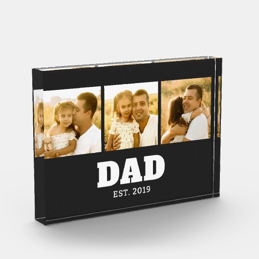 Dad Established Bold Text Black 3 Photo Fotoblock (Links)