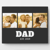 Dad Established Bold Text Black 3 Photo Fotoplatte (Vorderseite)