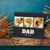 Dad Established Bold Text Black 3 Photo Fotoplatte (Seite)
