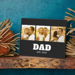 Dad Established Bold Text Black 3 Photo Fotoplatte