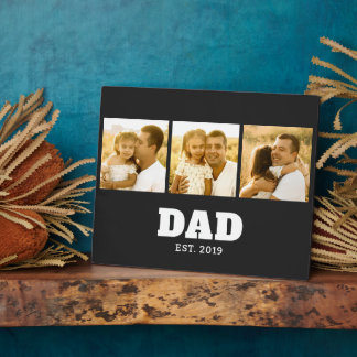 Dad Established Bold Text Black 3 Photo Fotoplatte