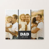 Dad Established Bold Text Black 3 Photo Puzzle (Horizontal)