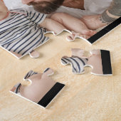 Dad Established Bold Typography Schwarz 3 Foto Puzzle (Seite)