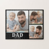 Dad Established Bold Typography Schwarz 3 Foto Puzzle (Horizontal)