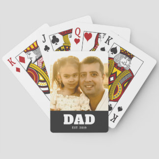 Dad Established Bold White & Black Photo Spielkarten