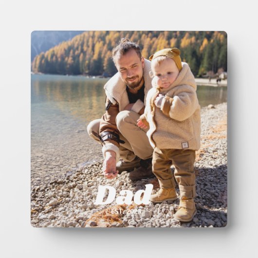 Dad Established Bold White Typography Photo Block Fotoplatte (Vorderseite)