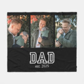 Dad Established Custom Year 3 Photo Fleecedecke (Vorderseite (Horizontal))