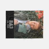Dad Established Custom Year Photo Father Keepsake Fleecedecke (Vorderseite (Horizontal))