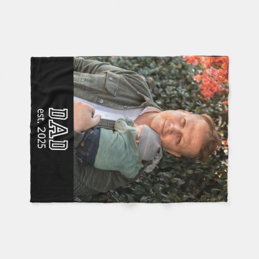Dad Established Custom Year Photo Father Keepsake Fleecedecke (Vorderseite (Horizontal))