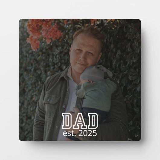 Dad Established Custom Year Photo Father Keepsake Fotoplatte (Vorderseite)