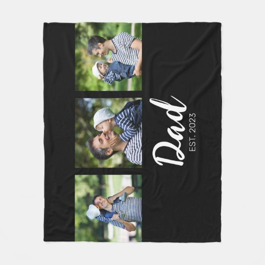 Dad Established Elegabt Script Black 3 Photo Fleecedecke (Vorderseite)
