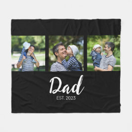 Dad Established Elegabt Script Black 3 Photo Fleecedecke
