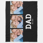 Dad Established Elegant Black 3 Photo Fleecedecke (Vorderseite)