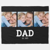 Dad Established Elegant Black 3 Photo Fleecedecke (Vorderseite (Horizontal))