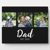 Dad Established Elegant Script Black 3 Photo Fotoplatte (Vorderseite)
