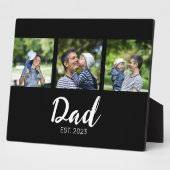 Dad Established Elegant Script Black 3 Photo Fotoplatte (Seite)