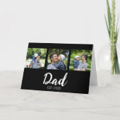Dad Established Elegant Script Black 3 Photo Karte (Vorderseite)