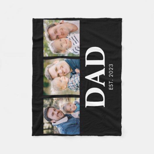 Dad Established Fathers Day 3 Picture Fleecedecke (Vorderseite)