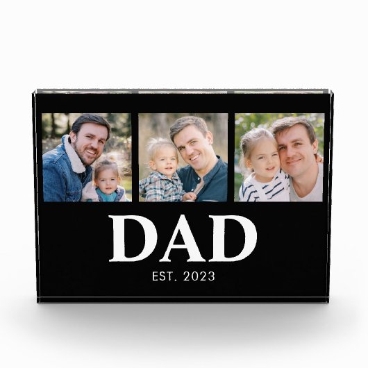 Dad Established Fathers Day 3 Picture Fotoblock (Vorderseite)
