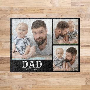 Dad Established Fett Typography Schwarz 3 Foto Puzzle